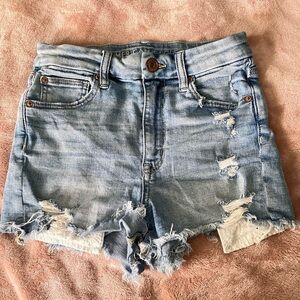 American Eagle Outfitters Light Blue Distressed Jean Shorts